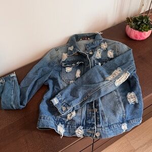 Highway Jeans Distressed Blue Jean Jacket